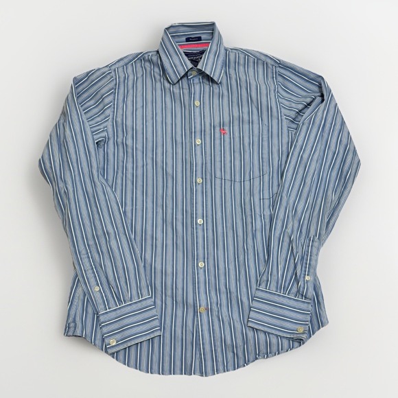 Abercrombie & Fitch Other - Abercrombie & Fitch Men Sz M Blue Stripe‎ Muscle Button Up Long Sleeve Shirt Y2K